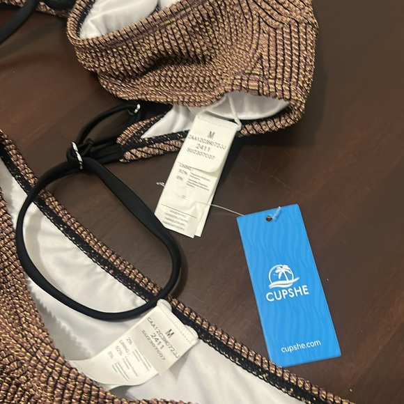 Cupshe Rib Mineral Wash Scoop Neck Top & Hipster Bikini Set Size M - Picture 8 of 16